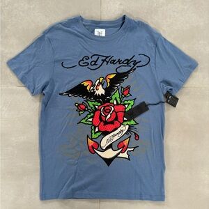 Ed Hardy Eagle Rose Rhinestone T Shirt